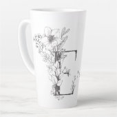 Bloemen Botanisch Monogram "E" Aangepaste tekst El Latte Mok (Linkerhoek)