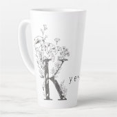 Bloemen Botanisch Monogram "K" Aangepaste tekst El Latte Mok (Linkerhoek)