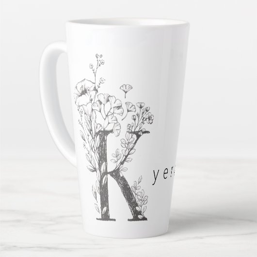 Bloemen Botanisch Monogram "K" Aangepaste tekst El Latte Mok (Linkerhoek)