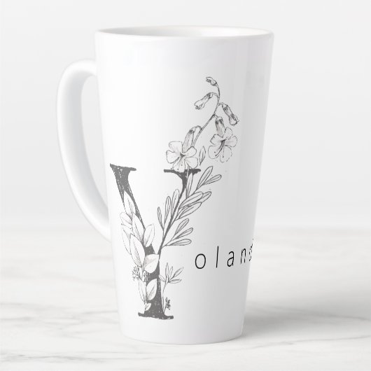 Bloemen Botanisch Monogram "Y" Aangepaste tekst El Latte Mok (Linkerhoek)