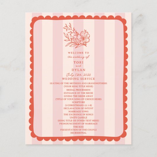 Bloemen Botanische Roze Streep Bruiloft (Voorkant)