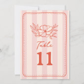 Bloemen Botanische Roze Streep Bruiloft Kaart (Achterkant)