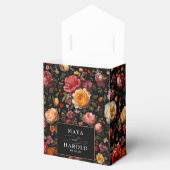 Bloemen Botanische Zwart Moody Chic Wedding Bedankdoosjes (Geopend)