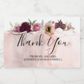 Bloemen Bourgondië en  Blush bruiloft gunst Sparkling Wijnetiket (Enkel label)