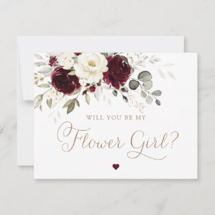 Bloemen Bourgondië wit groen Bloemenmeisje bruilof Kaart