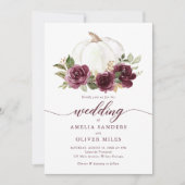 Bloemen Bourgondische pompoen Herfst groen bruilof Kaart (Voorkant)