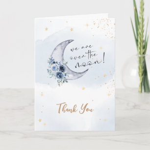 Bloemen boven de maan Baby shower Bedankkaart