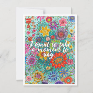 Bloemen Briefkaart gedrukt van originele artwork.