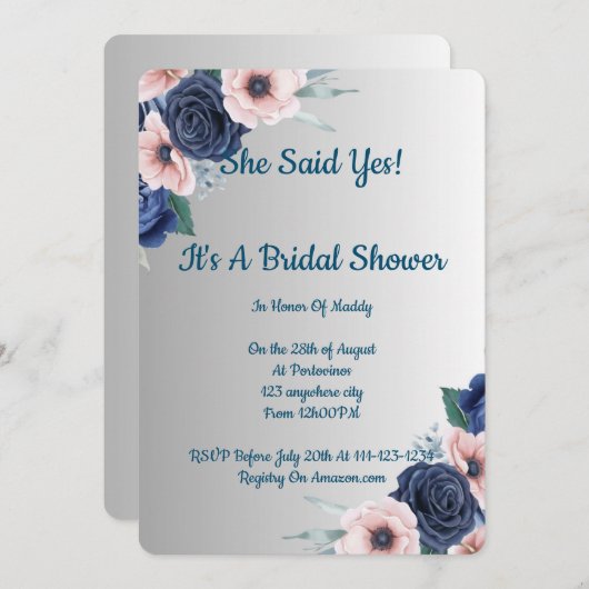 Bloemen bruids douche uitnodiging, modern, boho. save the date (Voorkant / Achterkant)