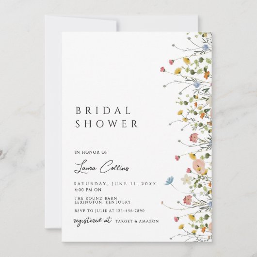 Bloemen Bruids Douche Uitnodiging Sjabloon, Boho W (Voorkant)