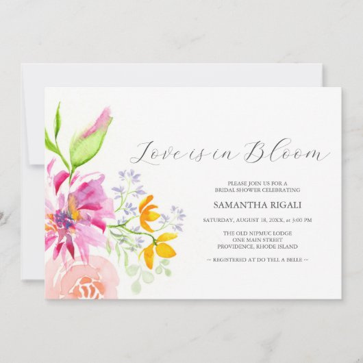 Bloemen Bruids Douche Uitnodigingen Liefde is in B (Voorkant)