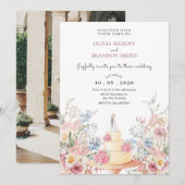 Bloemen bruidstaart kaart (Voorkant / Achterkant)