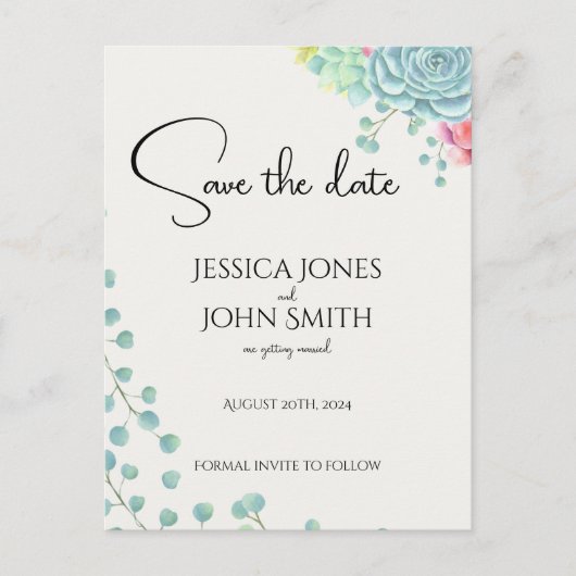 Bloemen bruiloft aankondiging botanische waterverf (Voorkant)