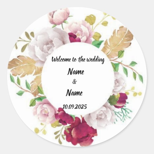 Bloemen bruiloft gunst stickers (Voorkant)