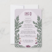  Bloemen Bruiloft Info Kaart Lavendel Olive (Voorkant)