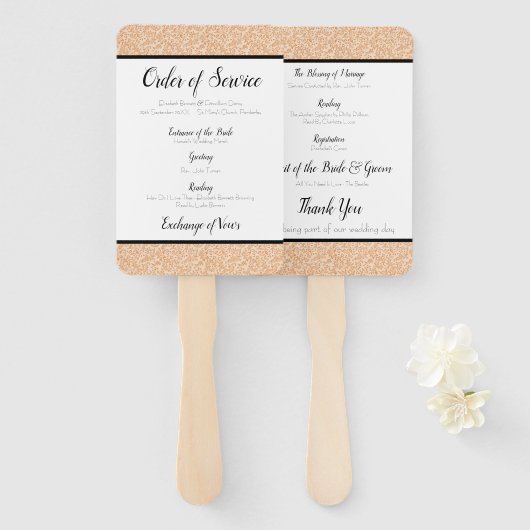  Bloemen Bruiloft Orde van Service Fan Handwaaier (Voorkant en achterkant)