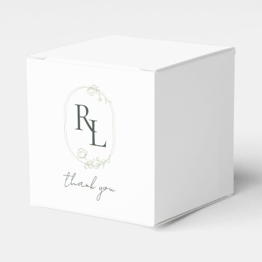  Bloemen Bruiloft Paar Monogram Dank u Bedankdoosjes (Voorkant Zijde)