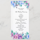 Bloemen bruiloft programma blauw. Boho ceremonieka (Voorkant / Achterkant)