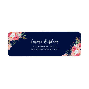 Bloemen Bruiloft retour adres label bloemen roze