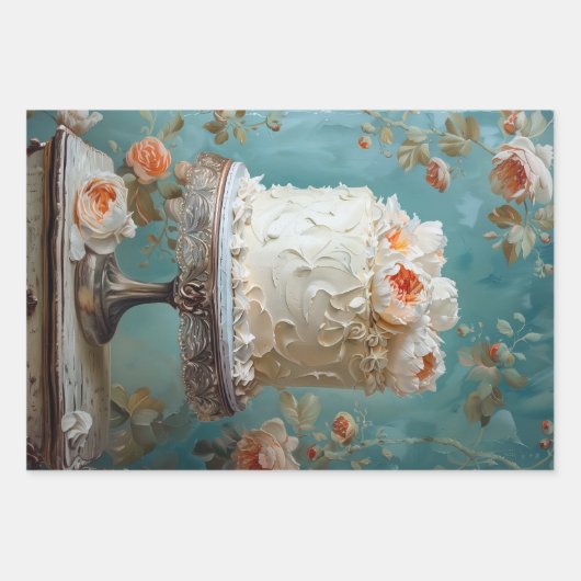  Bloemen Bruiloft Taart Voedsel Bakkerij Decoupage Inpakpapier Vel (Voorkant 3)