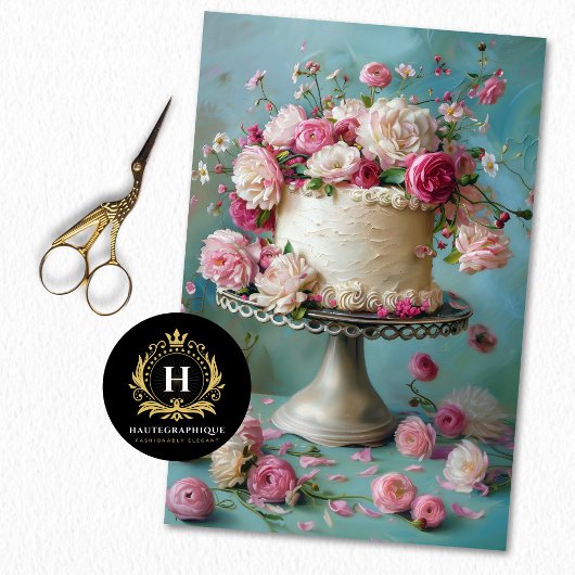 Bloemen Bruiloft Taart Voedsel Bakkerij Decoupage Tissuepapier