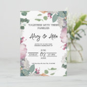 Bloemen bruiloft thema kaart (Staand voorkant)