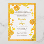 Bloemen bruiloft uitnodigen Kaart - goudsbloem ont (Voorkant)