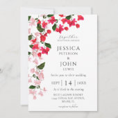 Bloemen bruiloft uitnodiging met Bougainvillea (Voorkant)