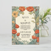 Bloemen bruiloft uitnodiging - Retro-  (Staand voorkant)