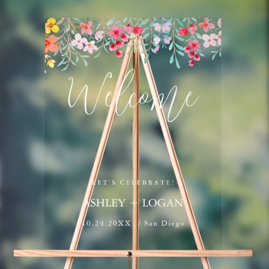 Bloemen bruiloft Welkom acryl teken Acryl Bord (Neutraal)