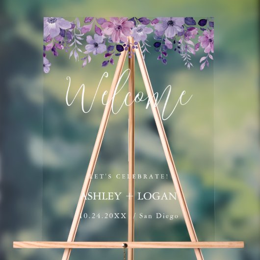 Bloemen bruiloft Welkom acryl teken Acryl Bord (Neutraal)