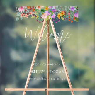 Bloemen bruiloft Welkom acryl teken Bord