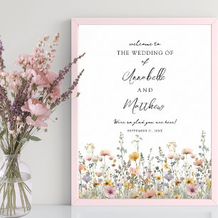 Bloemen Bruiloft Welkom Bord Wildflower Stijl Poster