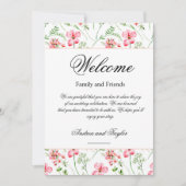 Bloemen Bruiloft Welkomsttas Brief & Tijdschema Ka Kaart (Voorkant)