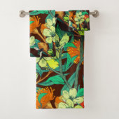 Bloemen bruin, roest, Blauwgroen Bad Handdoek (Insitu)