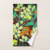 Bloemen bruin, roest, Blauwgroen Bad Handdoek (Handdoek)