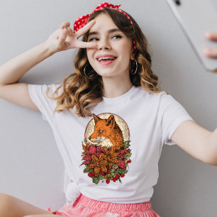 bloemen bruine vos t-shirt