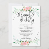 Bloemen brunch en bubble bruids douche uitnodiging (Voorkant)