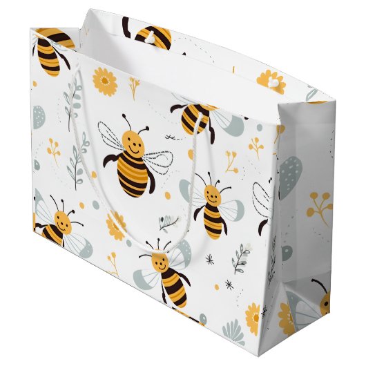 Bloemen Bubble Bee Wrapping Papier Blad Set van 3 Groot Cadeauzakje (Achterkant Gekanteld)