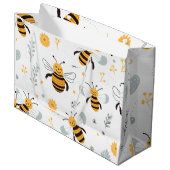 Bloemen Bubble Bee Wrapping Papier Blad Set van 3 Groot Cadeauzakje (Voorkant Gekanteld)