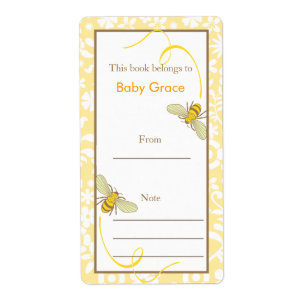Bloemen Bumble Bee Bookplate Etiket