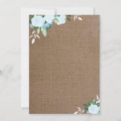 Bloemen Burlap Blue | communie-uitnodiging Kaart (Achterkant)