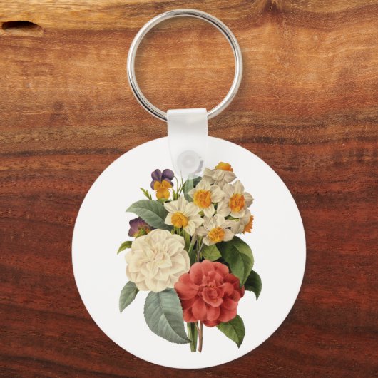  bloemen, Camellias en Narcissus, Redoute Sleutelhanger (Voorkant)