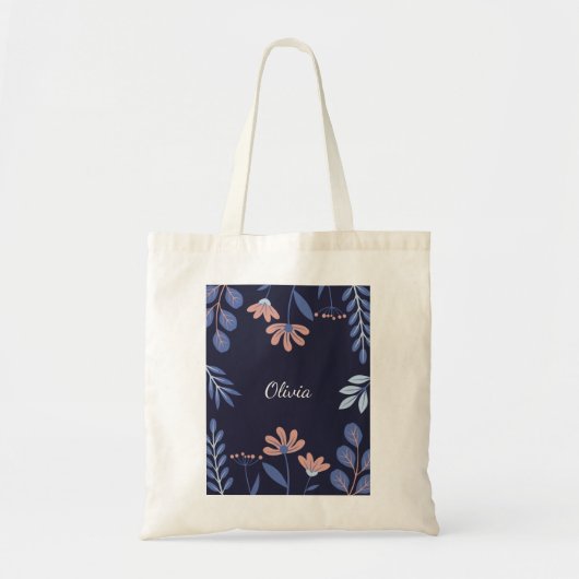 Bloemen Canvas tas - gepersonaliseerd (Voorkant)