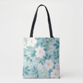 Bloemen canvas tas met mint kleur (Voorkant)