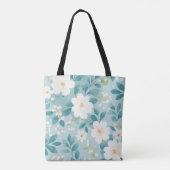 Bloemen canvas tas met mint kleur (Achterkant)
