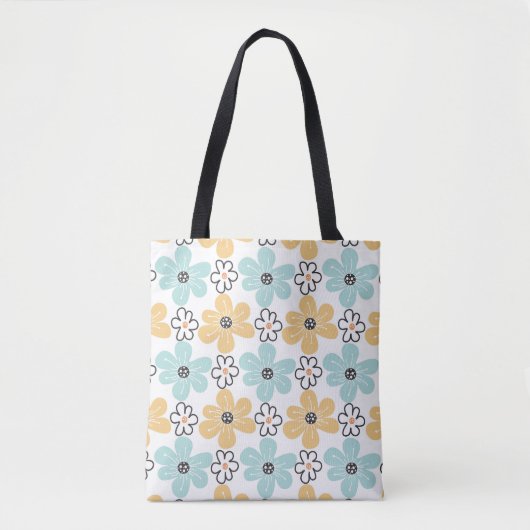 Bloemen Canvas tas, Schattige Daisy Tas, Kleurrijk Draagtas (Voorkant)