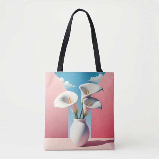 Bloemen Canvas tas- Schattigee bloempot ontwerp. Draagtas (Voorkant)