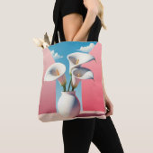 Bloemen Canvas tas- Schattigee bloempot ontwerp. Draagtas (Dichtbij)