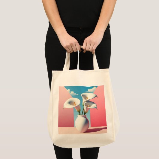 Bloemen Canvas tas- Schattigee bloempot ontwerp. Tote Bag (Voorkant (product))